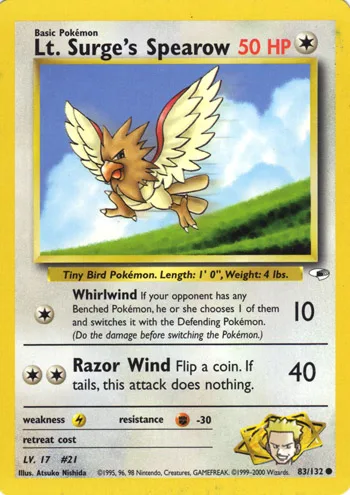 LT. Surge's Spearow, Gym Heroes #83