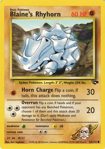 Blaine's Rhyhorn, Gym Challenge #65