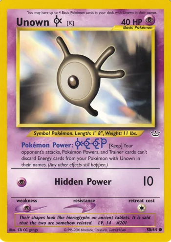 Unown K, Neo Revelation #58